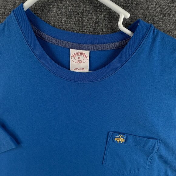 Brooks Brothers XL Blue Short Sleeve T Shirt Men Cotton Pocket Logo Adult - Picture 6 of 11